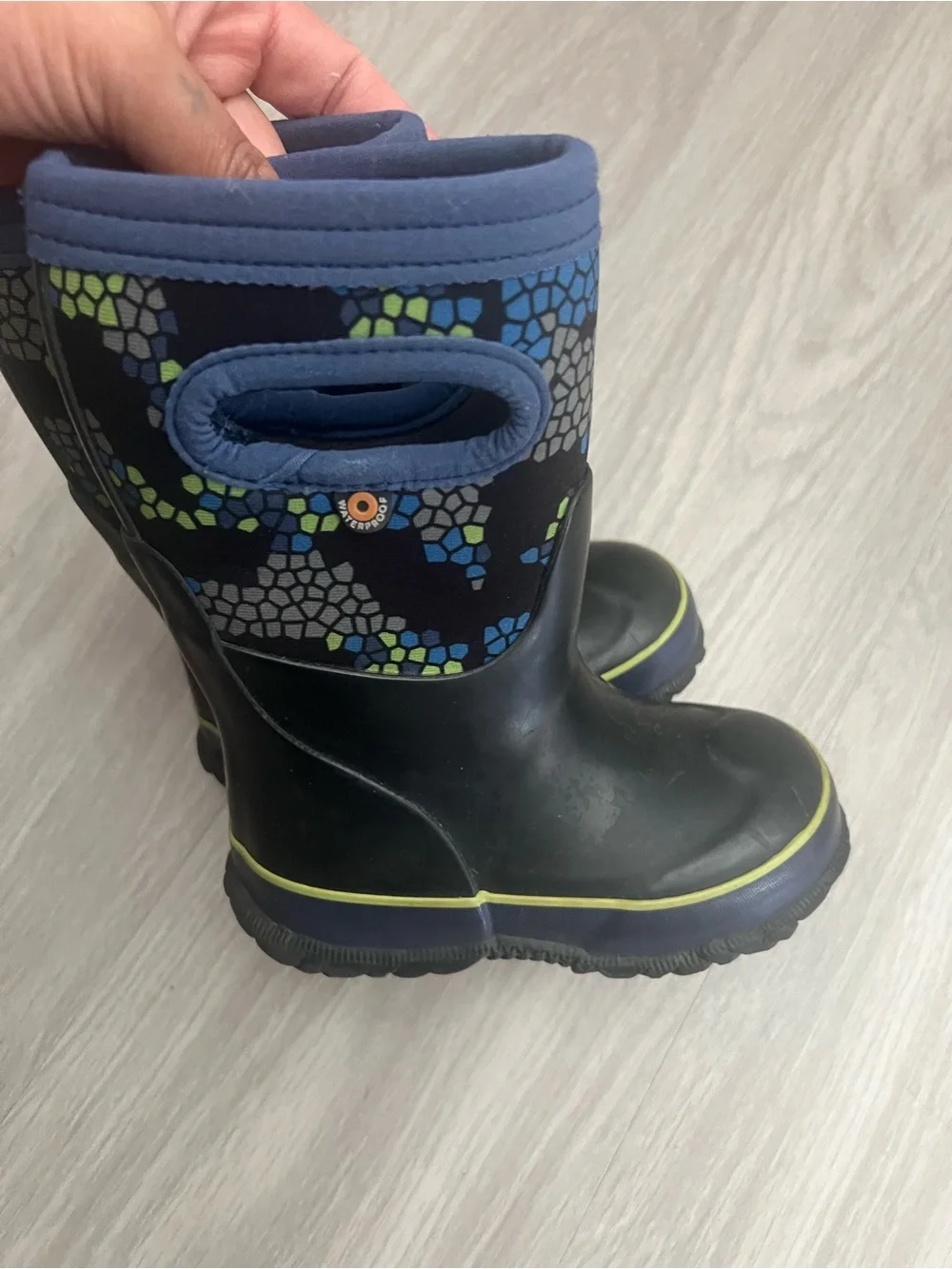 Bogs Grasp Axel Waterproof Rain Boots Toddler Infant Size 7 Blue Camo